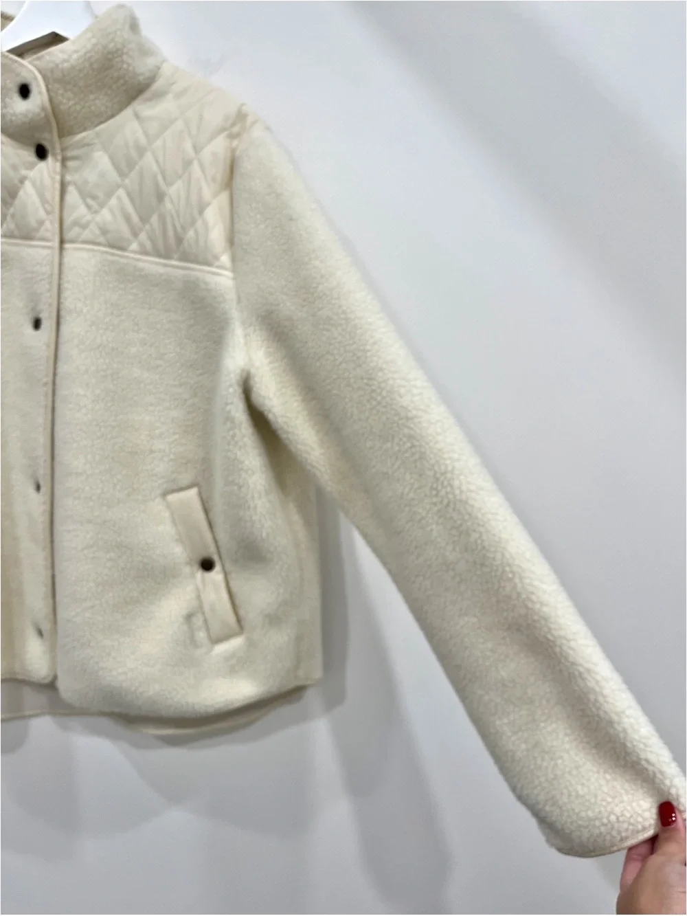 Barbour Aspen Sherpa Fleece Quilted Jacket Winter Pearl Cream Women’s 14